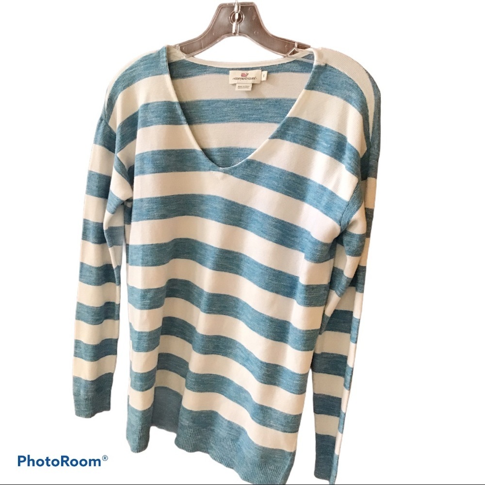 Vineyard Vines Blue & White Striped Top Size S